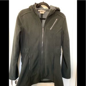 Athleta black fleece long women’s zip up coat